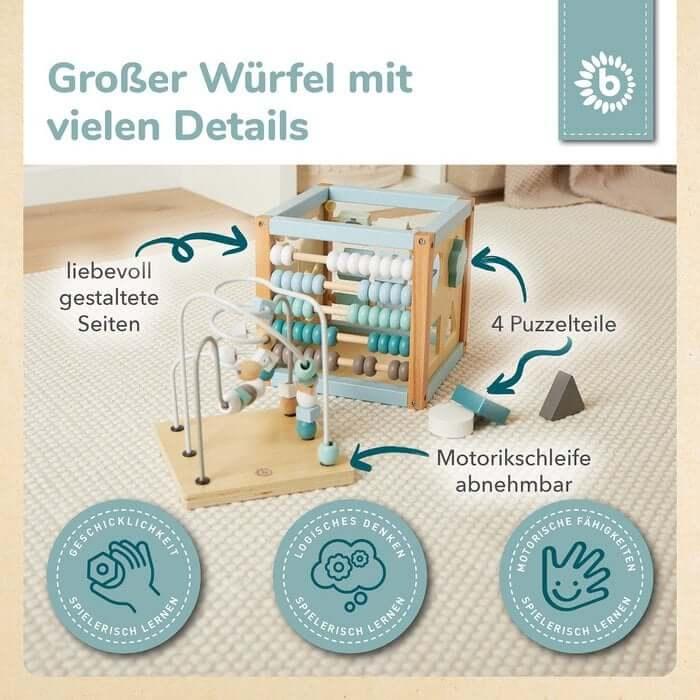 Bieco Motoriek Kubus Scandi Chic – Houten Activity Center