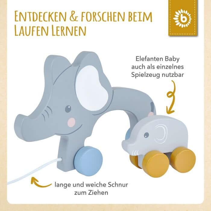 Bieco Nachzieh Elefanten – Houten Trek-Olifanten Familie voor Baby’s
