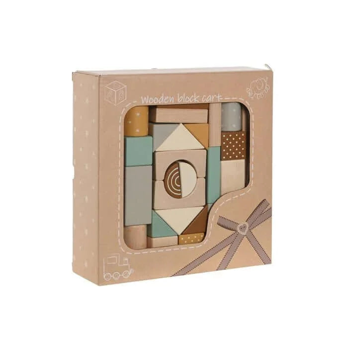 Houten Blokkenkar 25-dlg – Trekkar & Bouwplezier cadeau baby