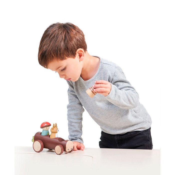 Houten Taxi met Bosdieren - Tender Leaf kiddotoys.n