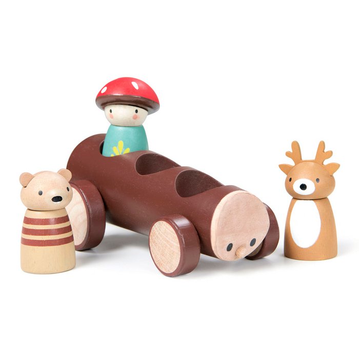 Houten Taxi met Bosdieren speelgoed