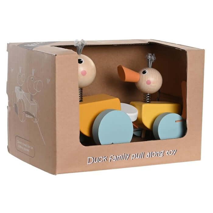 Houten Trekfiguur Eendenfamilie - Veelkleurig cadeau