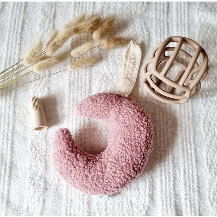 Speenkoord Teddy-Maan – Opgevuld in Poederroze | Sierlijke Baby Accessoire