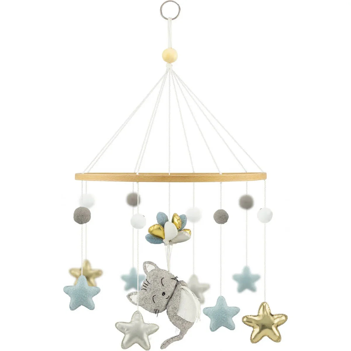 Baby Bello vilten babymobiel wolken – bronze rust / bruin