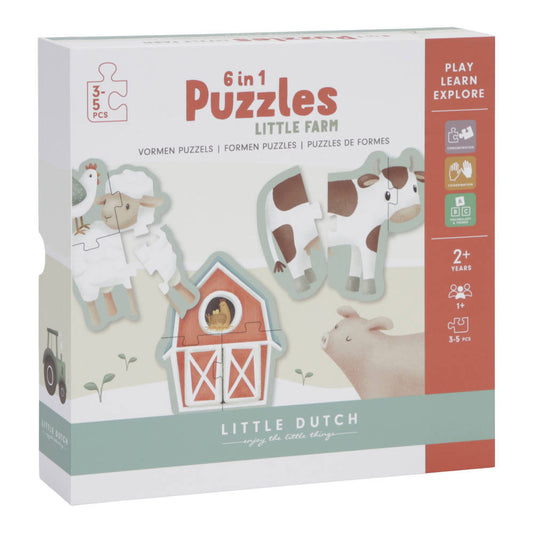 Little Dutch Farm 6 in 1 Puzzel 3-5 Stukjes