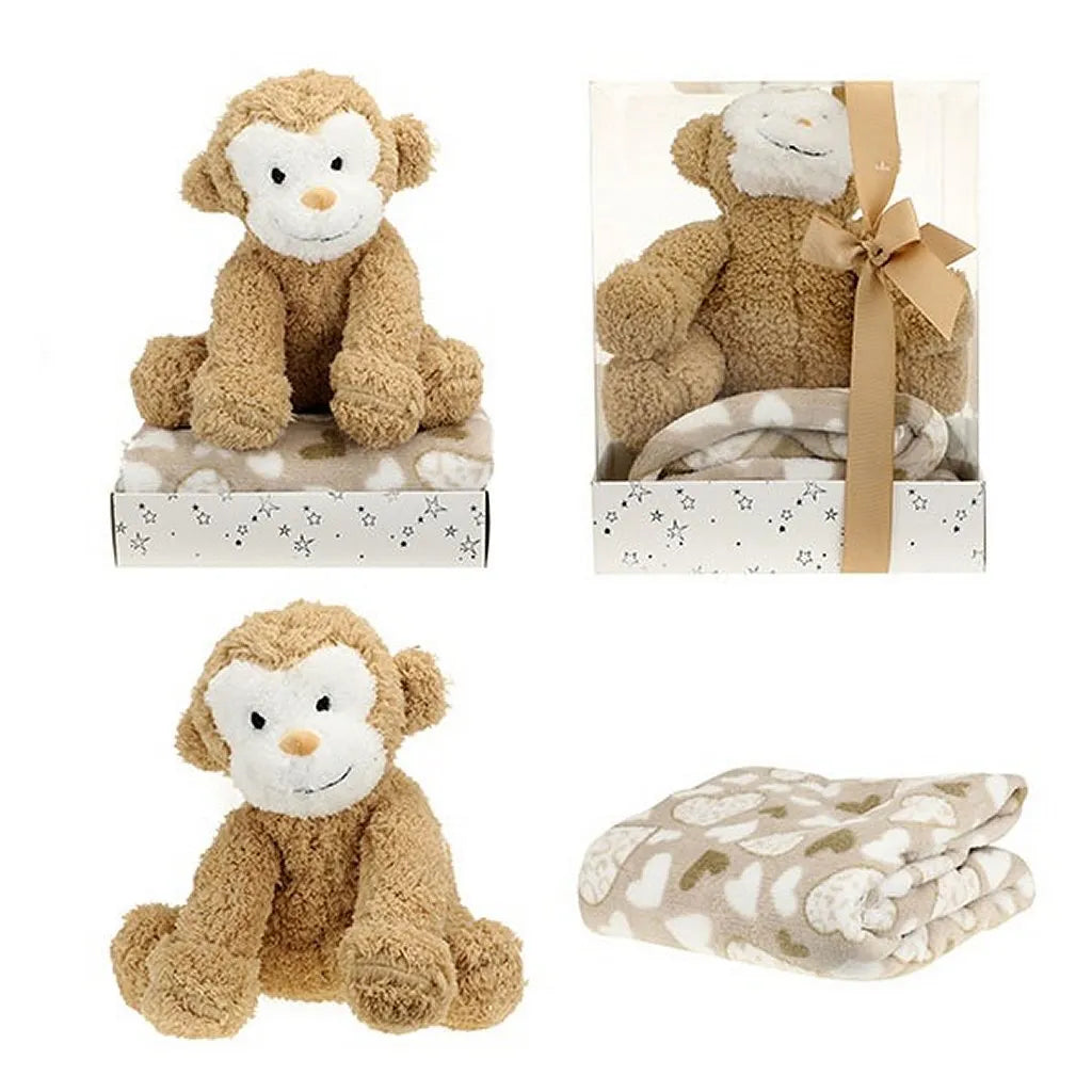  Pluchen Aap + Knuffeldeken in Geschenkdoos