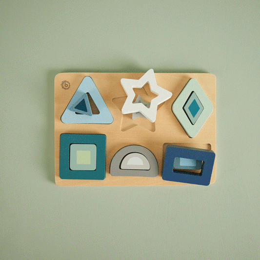 Bieco Geometrische Houten Puzzel – Pastelvormen voor Baby’s bij Kiddo Toys