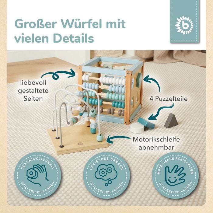 Bieco Motoriek Kubus Scandi Chic – Houten Activity Center 