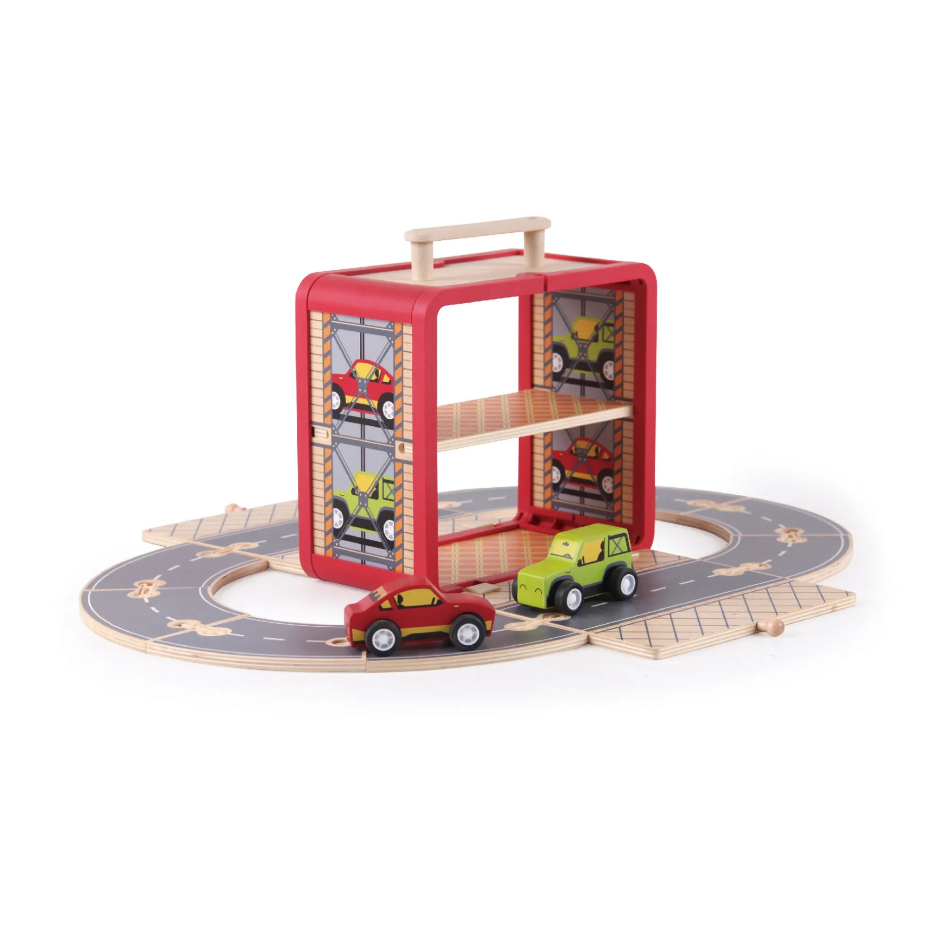 Draagbare Houten Autocircuit Koffer - Mallette Circuit de Voiture bij Kiddo Toys nl