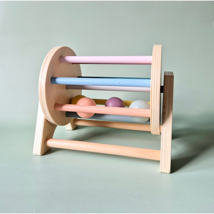 Houten Montessori Draaibaar Rad met Balletjes - Educatief Baby Speelgoed voor Motorische Ontwikkeling