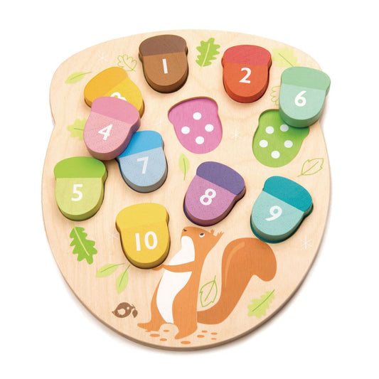 Educatief Houten Telspel Tender Leaf – Hoeveel Eikels? bij Kiddo Toys nl