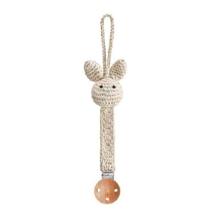 Handgebreid Speenkoord Konijntje Beige - Maylily kraamcadeua kiddotoys.nl
