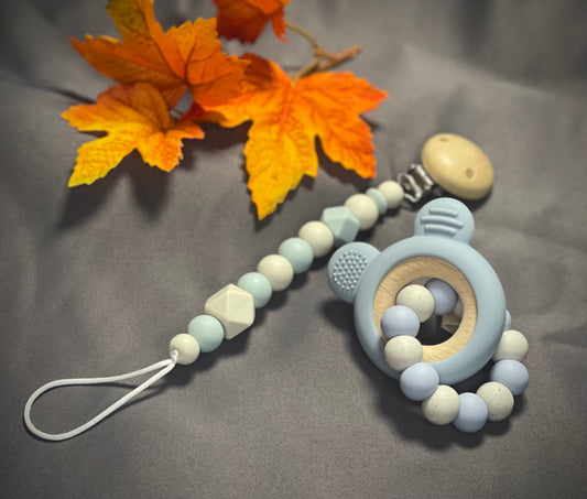Speenkoord & Bijtring blauw set van Kiddotoys.nl