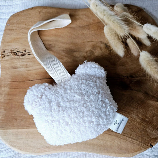 Handgemaakt Speenkoord Beer – Teddystof Wit bij Kiddo Toys nl