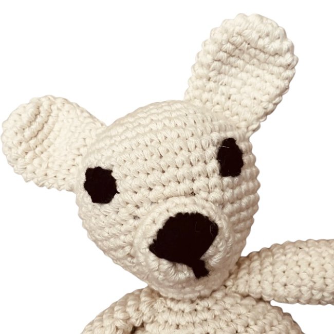 Luna-Leena Hondje Bella Knuffel – Handgehaakt wit Biologisch Katoen, Fair & Duurzaam kiddotoys.nl