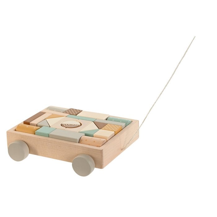 Houten Blokkenkar 25-dlg 