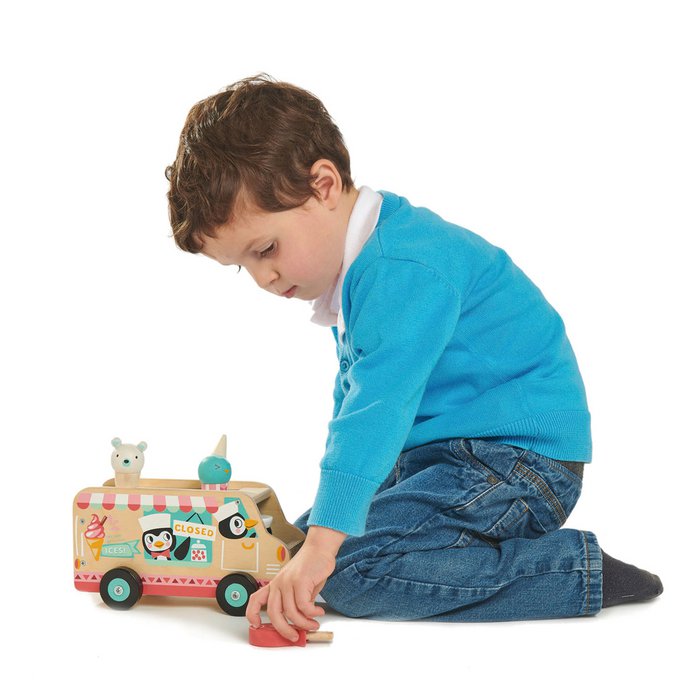 Houten IJskar Pinguïn – Tender Leaf Speelgoedijswagen 