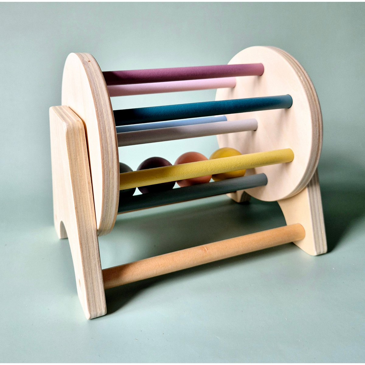 Houten Montessori Draaibaar Rad met Balletjes - Educatief Baby Speelgoed 