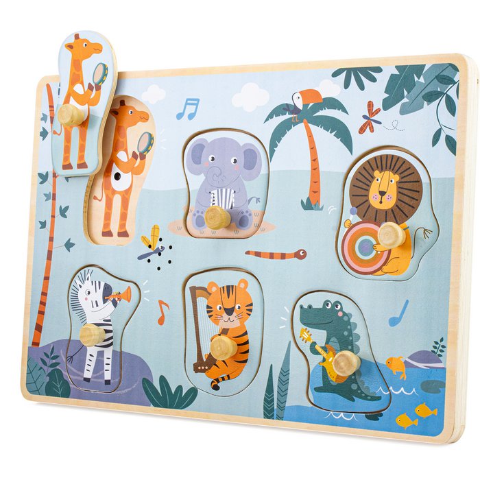 Houten Muzikale Klankpuzzel – 6 Instrumenten | Educatief Speelgoed bij kiddotoys.nl