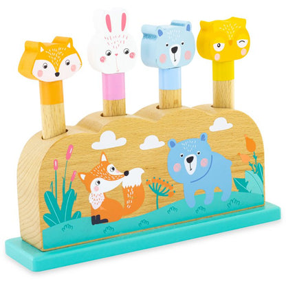 Houten Pop-up Speelgoed – Springende Dieren kiddo toys