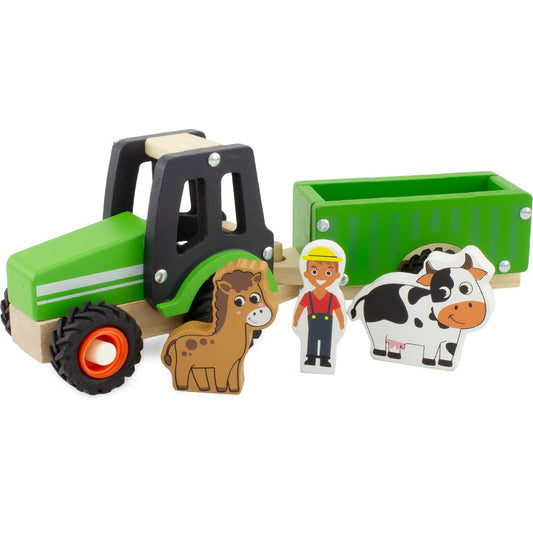 Houten Tracteur met Aanhanger + Figuren – Ulysse bij Kiddo Toys nl
