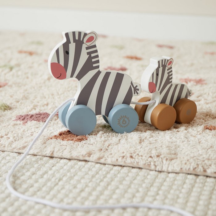 Houten Trekdier – Zebra Moeder & Kind 