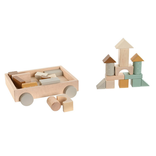 Houten Blokkenkar 25-dlg – Trekkar & Bouwplezier bij Kiddo Toys nl