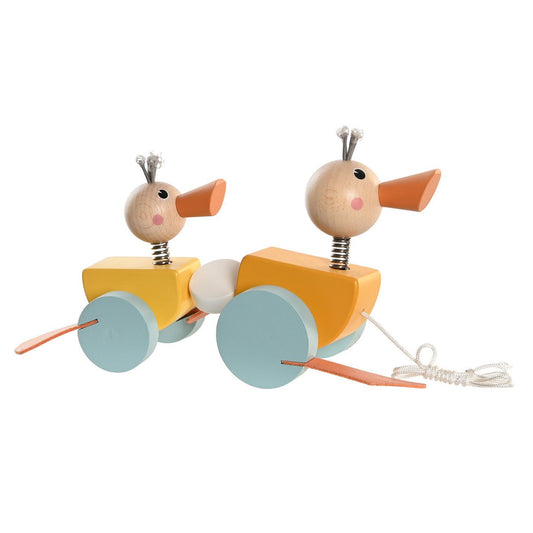 Houten Trekfiguur Eendenfamilie - Veelkleurig bij Kiddo Toys