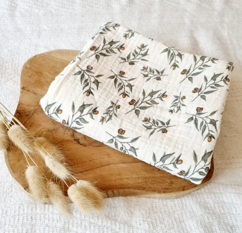 Hydrofiele Doek 80×60 cm – Floral Beige | Zacht & Multifunctioneel