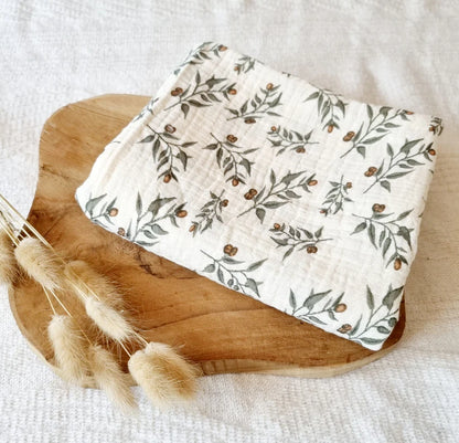 Hydrofiele Doek 80×60 cm – Floral Beige | Zacht & Multifunctioneel