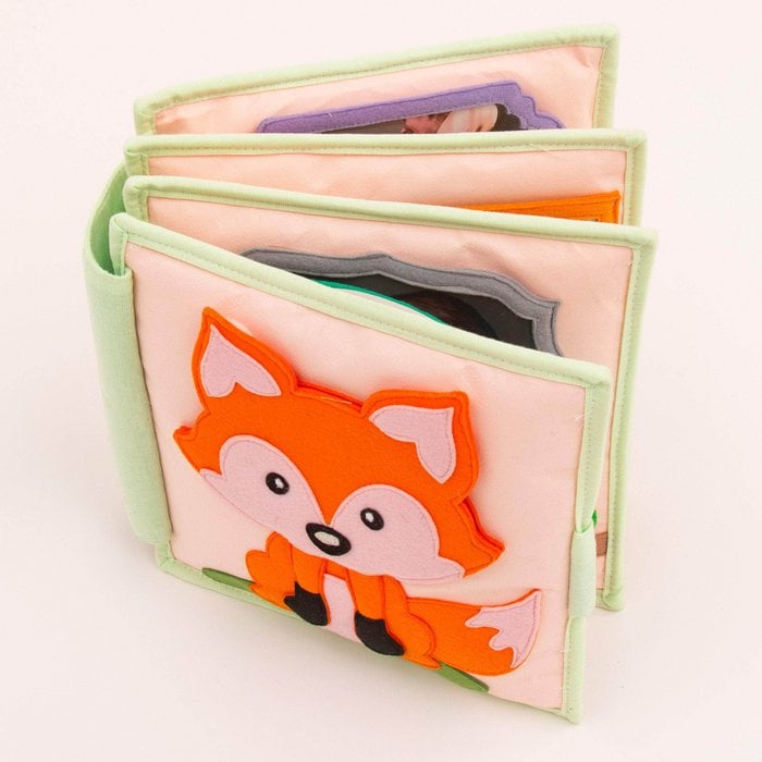 Mijn Eerste Fotoalbum – Stoffen Milestone Boek voor Baby’s (Oranje, Katoen & Vilt) bij kiddo toys nl