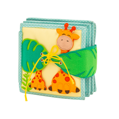 Mini Quiet Book Jolly Jungle – Educatief Stoffen Speelboek bij kiddotoys.nl