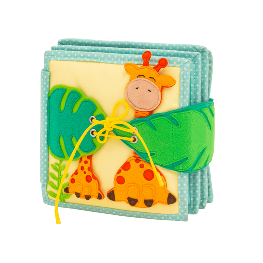 Mini Quiet Book Jolly Jungle – Educatief Stoffen Speelboek bij kiddotoys.nl