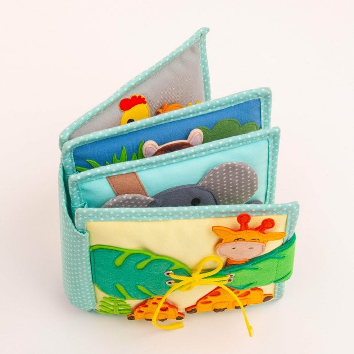 Mini Quiet Book Jolly Jungle – Educatief Stoffen Speelboek vanaf 18mnd