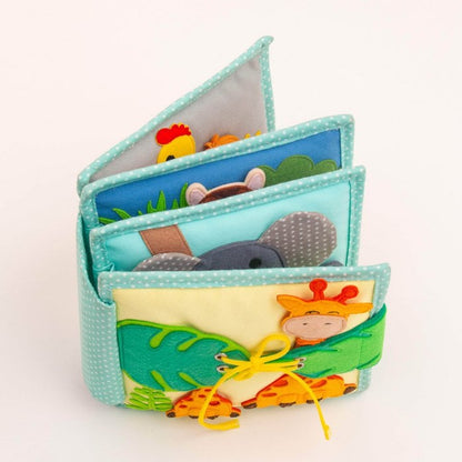 Mini Quiet Book Jolly Jungle – Educatief Stoffen Speelboek vanaf 18mnd