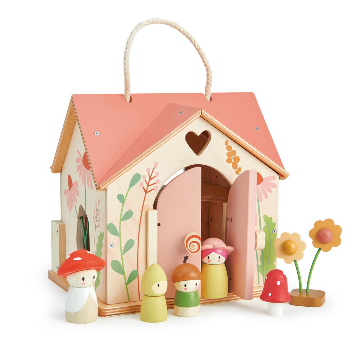 Rosewood Cottage – Draagbaar Houten Poppenhuis | Tender Leaf Toys bij Kiddo Toys nl