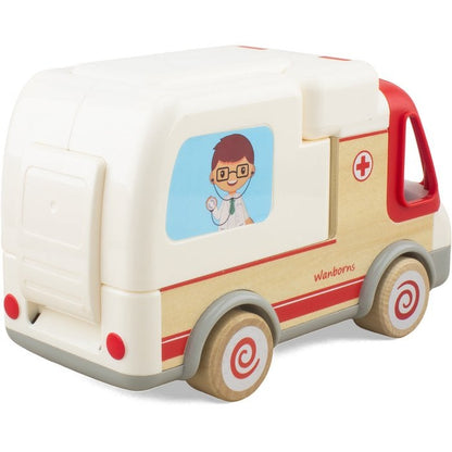 Routoudou Ambulance – Houten & Plastic Speelgoedauto 