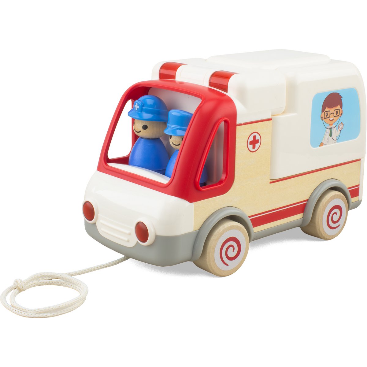 Routoudou Ambulance – Houten & Plastic Speelgoedauto met Geluid & Licht bij Kiddo Toys nl