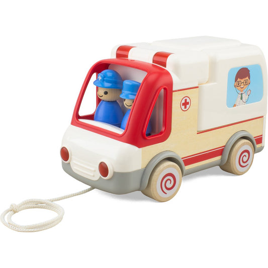 Routoudou Ambulance – Houten & Plastic Speelgoedauto met Geluid & Licht bij Kiddo Toys nl