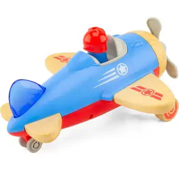 Houten Vliegtuig – Educatief Speelgoed met Geluid & Licht (18m+)