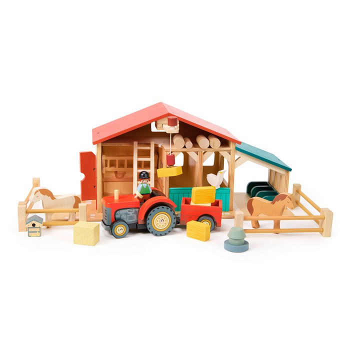 Tender Leaf Boerderij – Houten Boerderij Speelhuis 51 × 38,5 × 22 cm bij Kiddo Toys nl