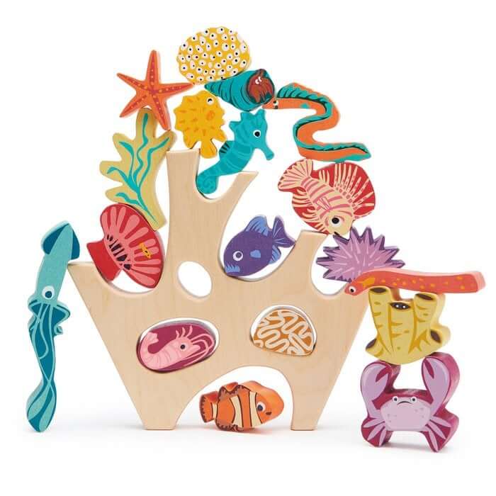 Tender Leaf Stapelaar Koraalrif – Houten Zeedieren Stapelspel bij Kiddo Toys