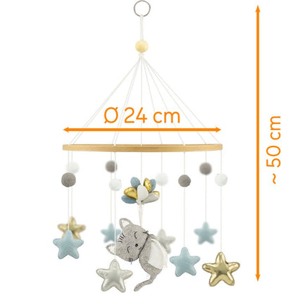 Vilten Babymobiel  met Ballonnen, Sterren en Viltdecoratie